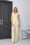 Sarı İkili Yelekli Elbise Tesettür Takım