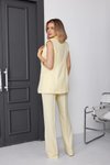 Sarı İkili Yelekli Elbise Tesettür Takım