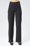 Siyah Çizgili Bol Paça Kumaş Pantolon