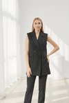 Siyah Çizgili Uzun Klasik Yelek