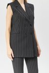 Siyah Çizgili Uzun Klasik Yelek