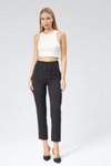 Siyah Çizgili Yüksek Bel Bilek Boy Cep Detaylı Kumaş Pantolon