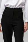 Siyah Yüksek Bel Dar Paça Bilek Boy Cep Detaylı Kumaş Pantolon