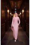 Pembe Drapeli Kuyruk Detaylı Abiye Elbise