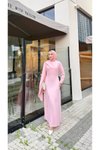 Pembe Drapeli Kuyruk Detaylı Abiye Elbise