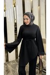Siyah İkili İspanyol Kol Tesettür Takım