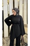 Siyah İkili İspanyol Kol Tesettür Takım