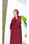 Bordo Kuyruklu Krep Drape Detaylı Abiye Elbise