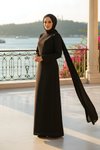 Siyah Kuyruklu Drape Detaylı Krep Abiye Elbise