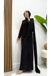 Siyah Kuyruklu Drape Detaylı Krep Abiye Elbise