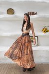 Kahverengi Etnik Desenli Kemerli Etek