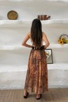 Kahverengi Etnik Desenli Kemerli Etek