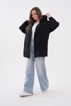 Siyah Oversize Modal Fermuarlı Sweat Tunik