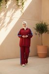 Bordo İkili Fermuarlı Yaka Eşofman Takımı
