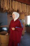 Bordo İkili Fermuarlı Yaka Eşofman Takımı