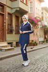 Lacivert Krem İkili Spor Tesettür Takım