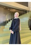 Siyah Kruvaze Kloş Etek Bağlamalı İkili Tesettür Takım