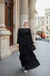 Siyah Prenses Model Katlı Elbise