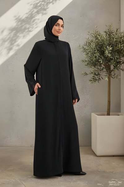 Lacivert Nakışlı Taşlı Özel Koleksiyon Ferace