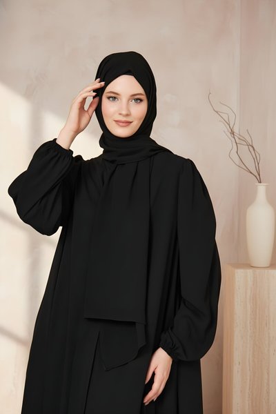 Siyah Medine İpeği Şal