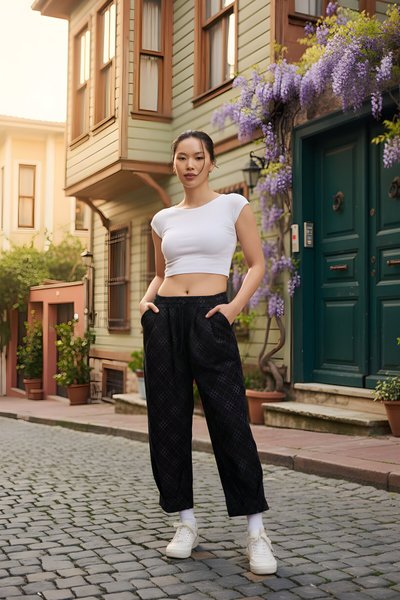 Gri Sokak Tarzı Baggy Paça Detaylı Pantolon