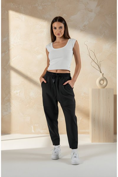 Siyah Baget Büyük Cep Detaylı Pantolon