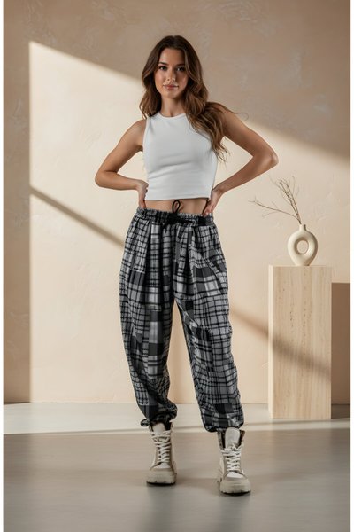 بنطال شروال أسود جاكار بكسرات