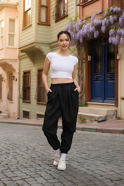 Siyah Yeni Nesil Hakama Samuray Japanese Style Pantolon