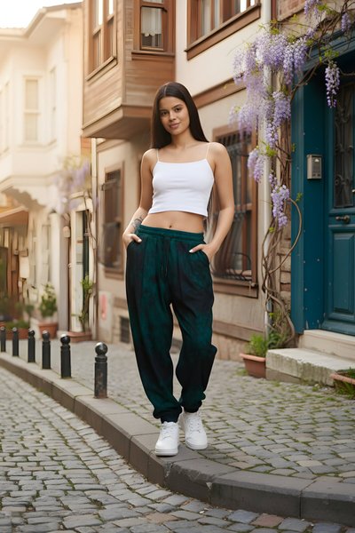 Yeşil Sokak Tarzı Spor Şalvar Pantolon