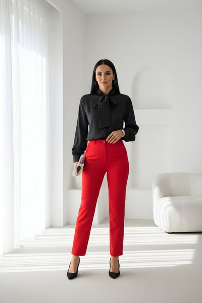 Kırmızı Klasik Dar Paça Bilek Boy Havuç Pantolon