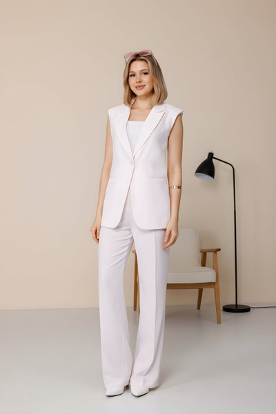 Pudra Yelekli Elbise İkili Tesettür Takım