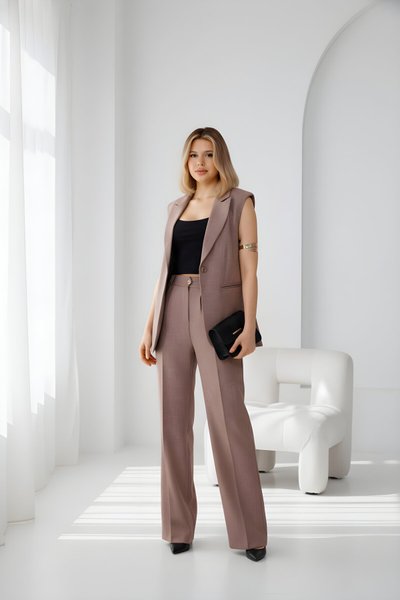 Vizon İkili Yelekli Elbise Tesettür Takım