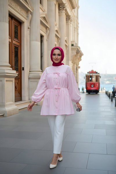 تونيك قميص وردي