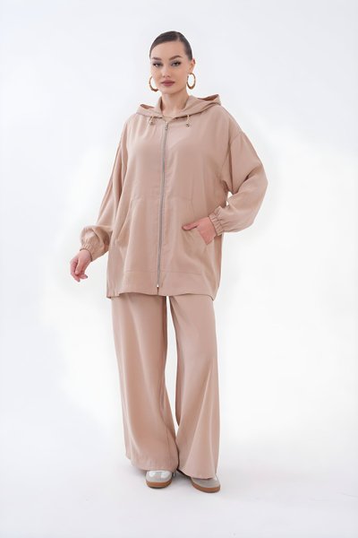 Bej Oversize Modal İkili Takım