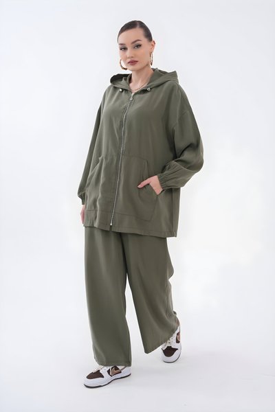 Oversized Modal Two-Piece Set - Khaki