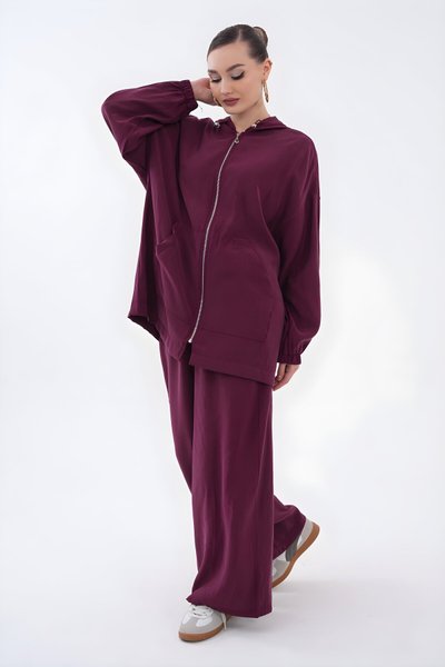 Oversized Modal Two-Piece Set - Damson