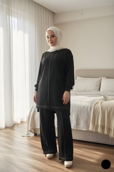 Siyah Eşofman İkili Tesettür Takım