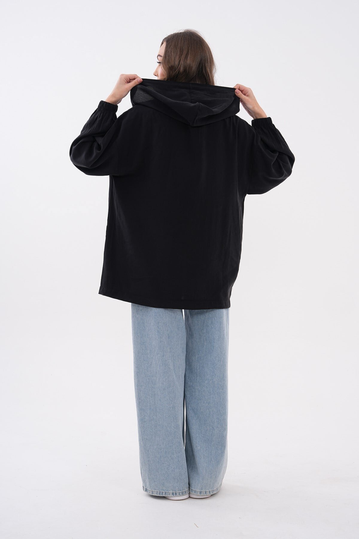 Oversize Modal Zippered Sweat Tunic - Black - Westbound