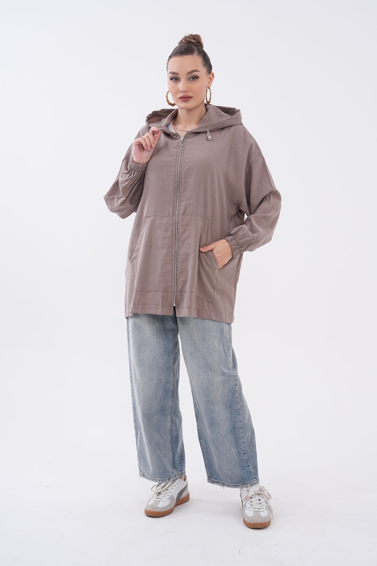 Vizon Oversize Fermuarlı Modal Sweat Ceket - Westbound