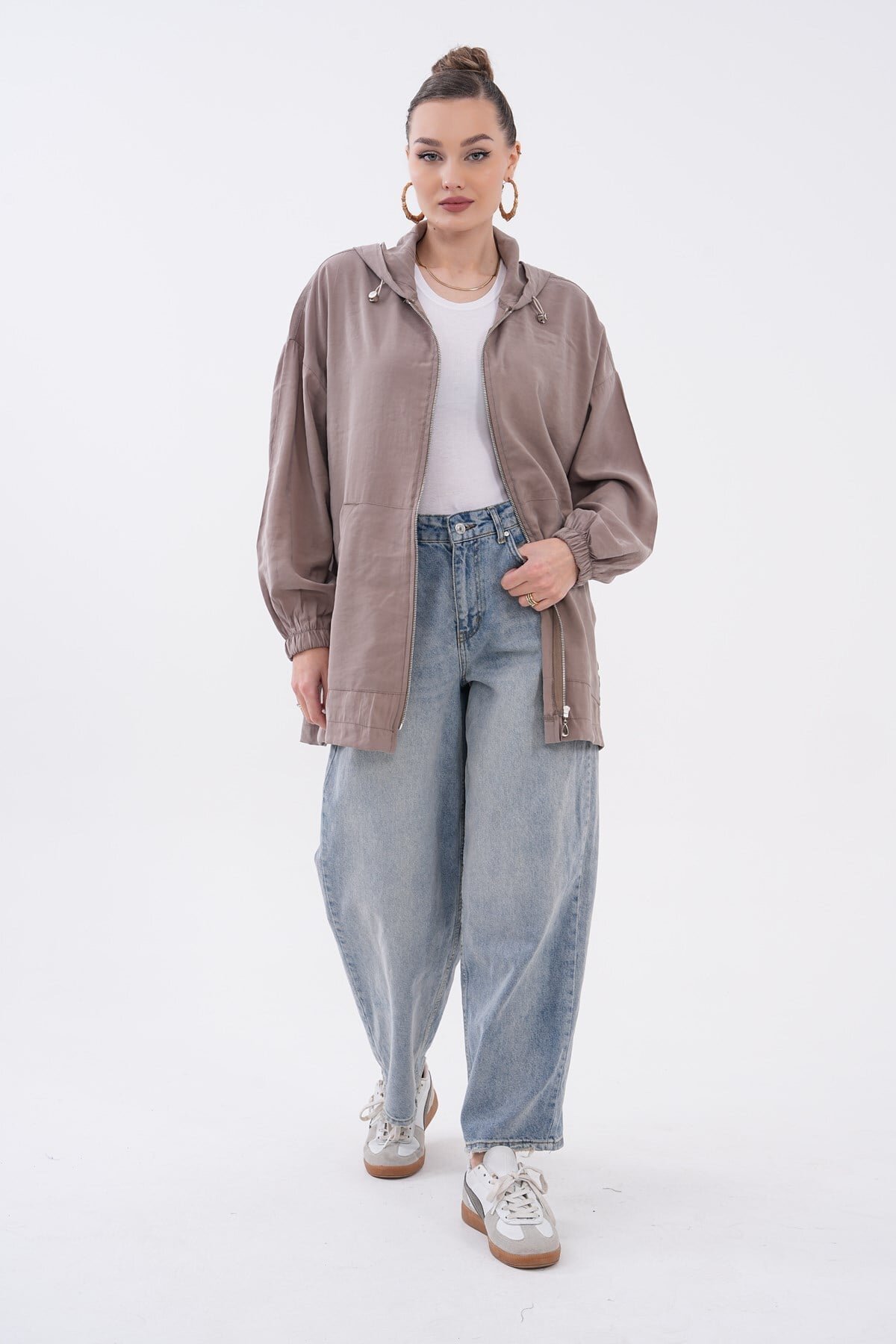 Vizon Oversize Fermuarlı Modal Sweat Ceket - Westbound
