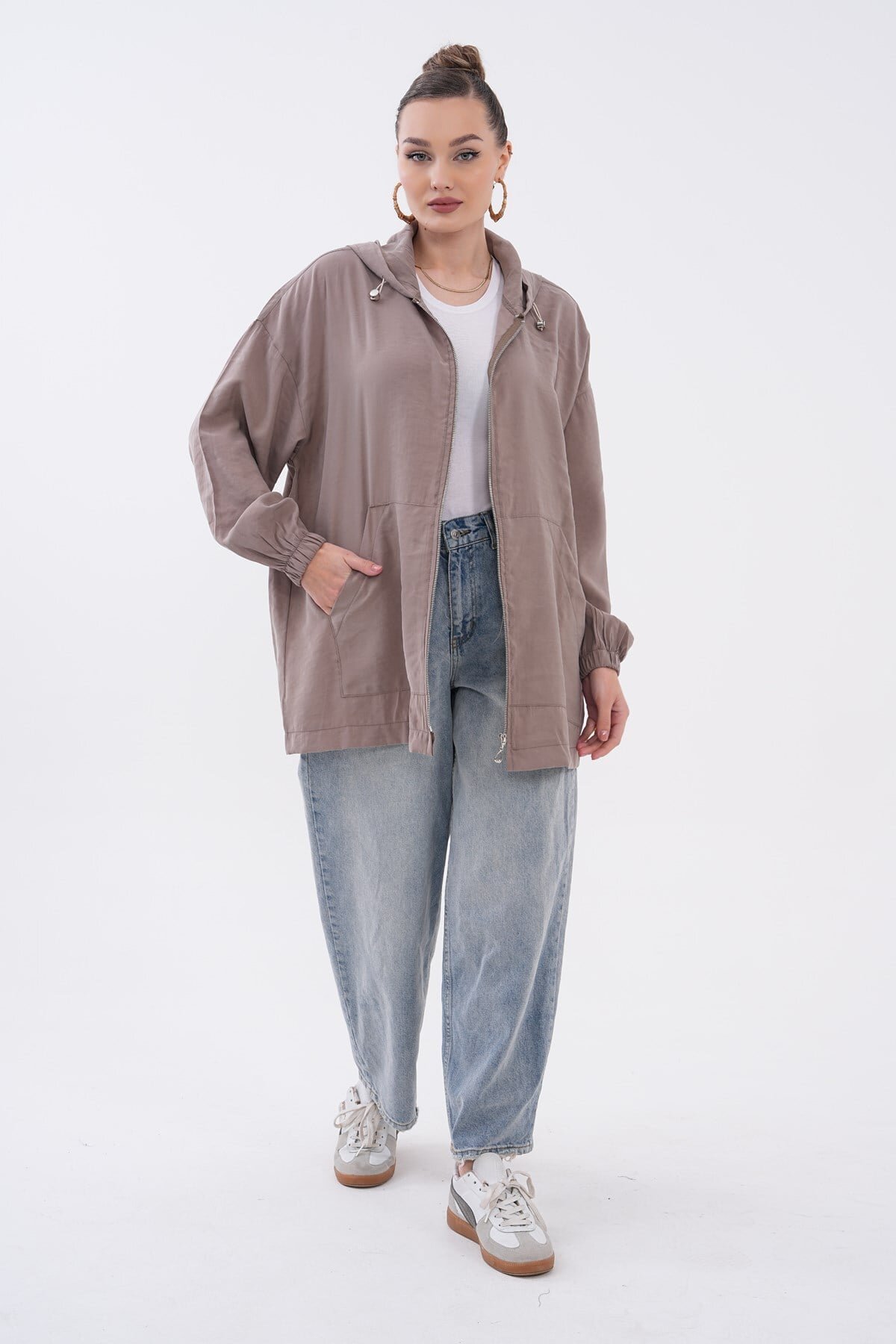 Vizon Oversize Fermuarlı Modal Sweat Ceket - Westbound