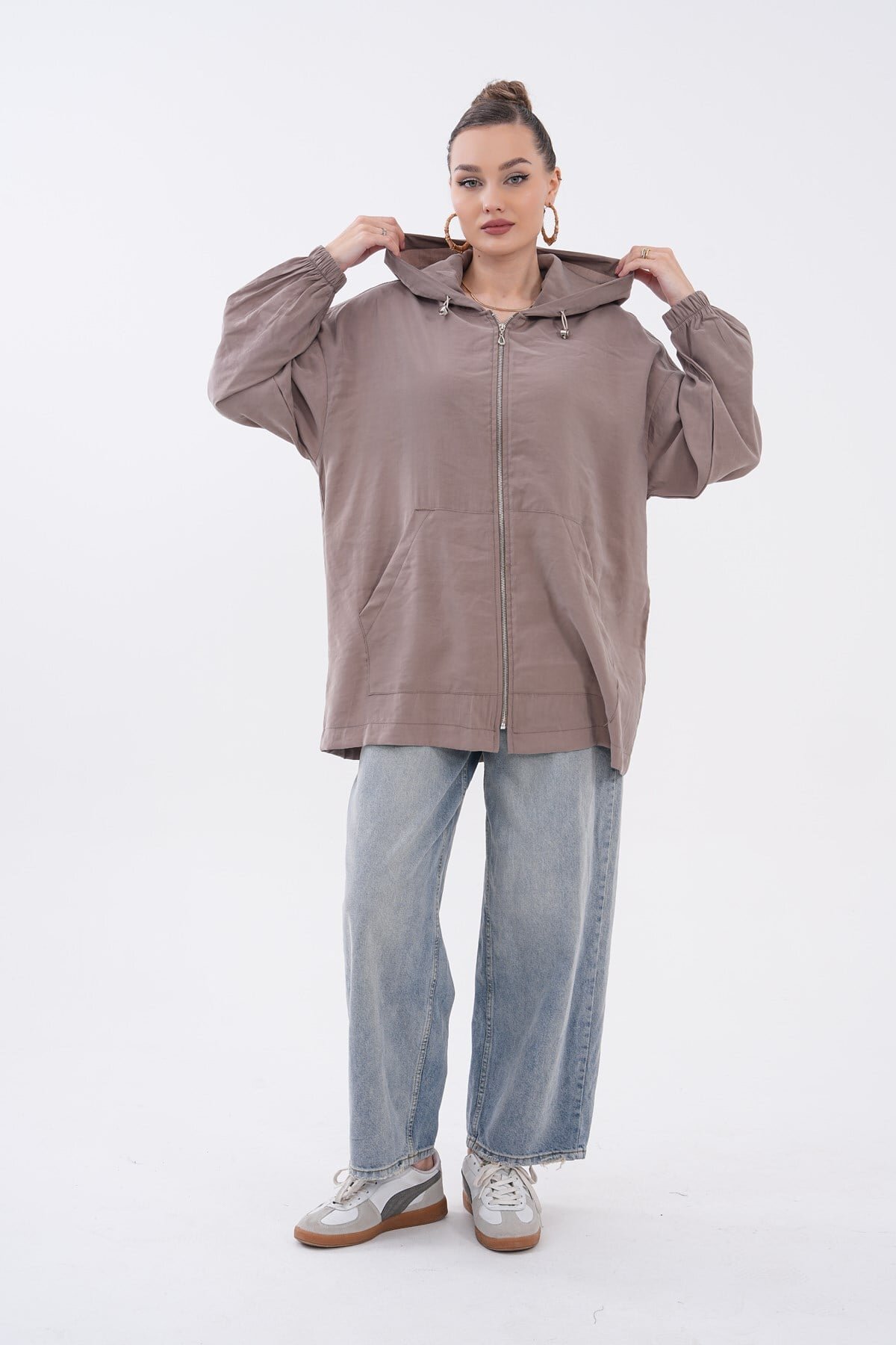 Vizon Oversize Fermuarlı Modal Sweat Ceket - Westbound