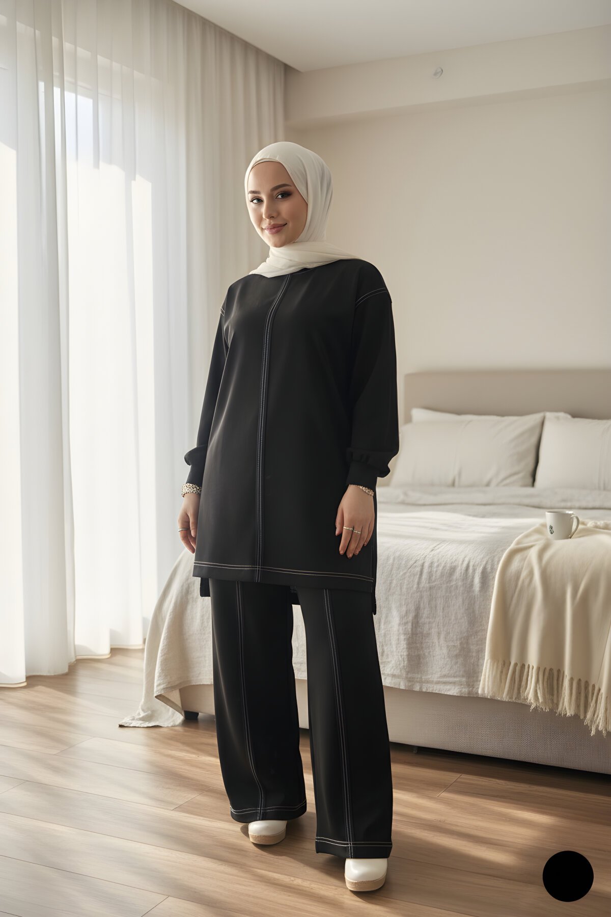 Siyah Eşofman İkili Tesettür Takım - Wovi