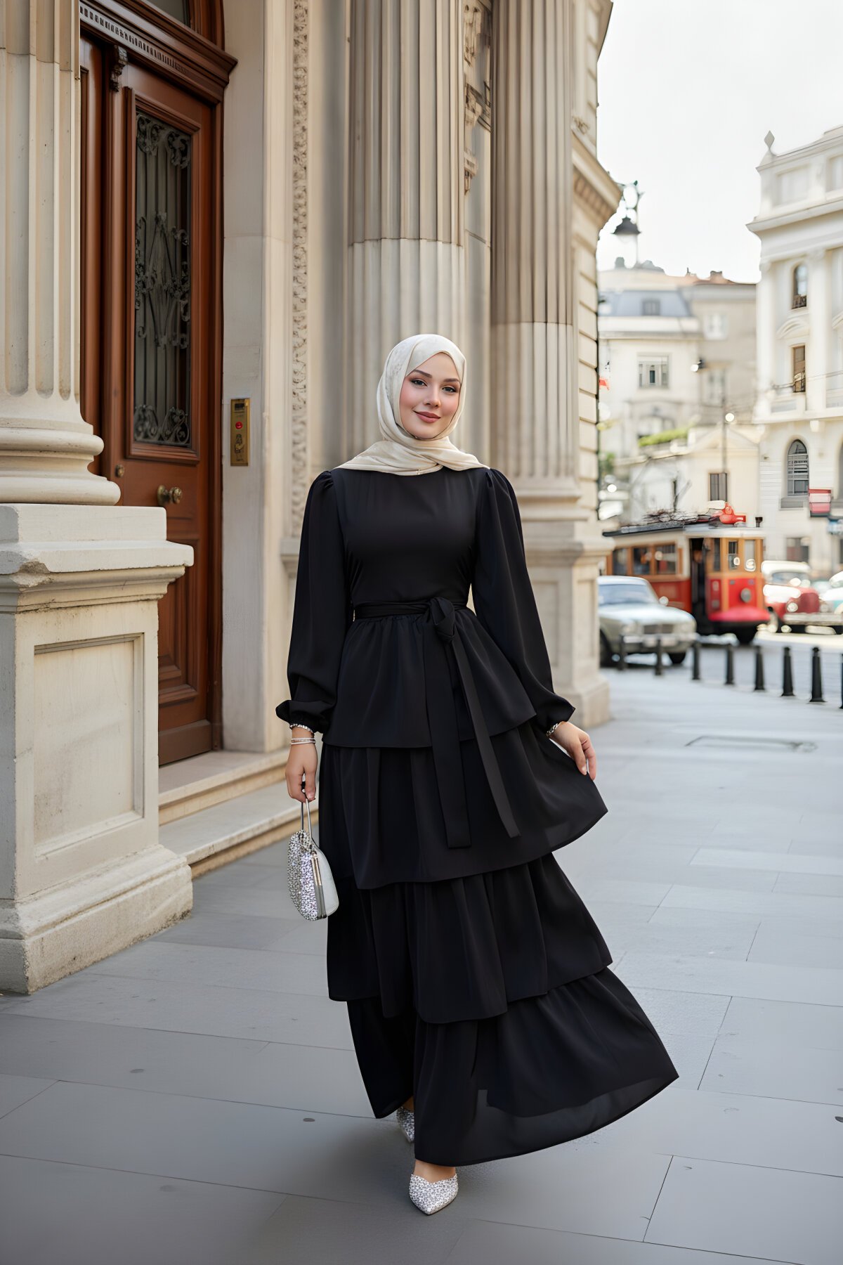 Siyah Prenses Model Katlı Elbise - ZARERA