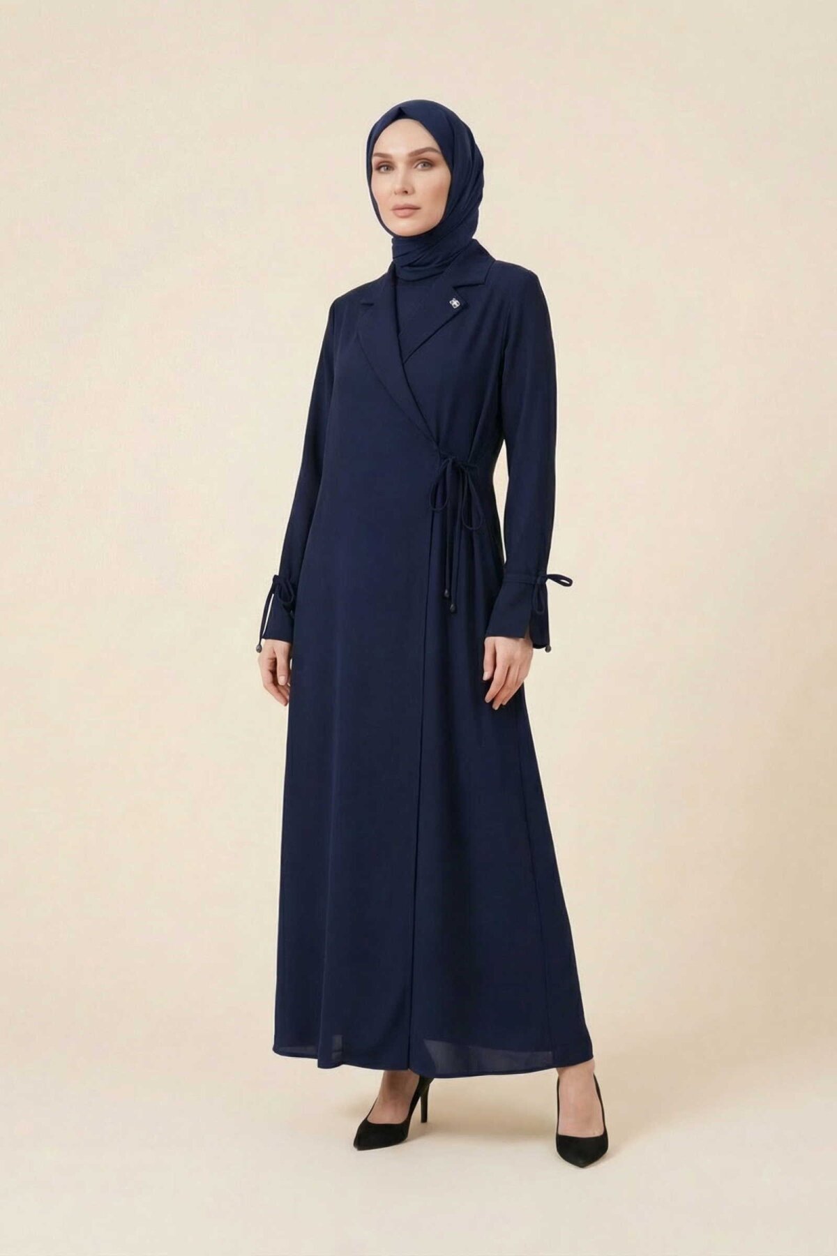 Lacivert Ceket Yakalı Ferace - Beyza