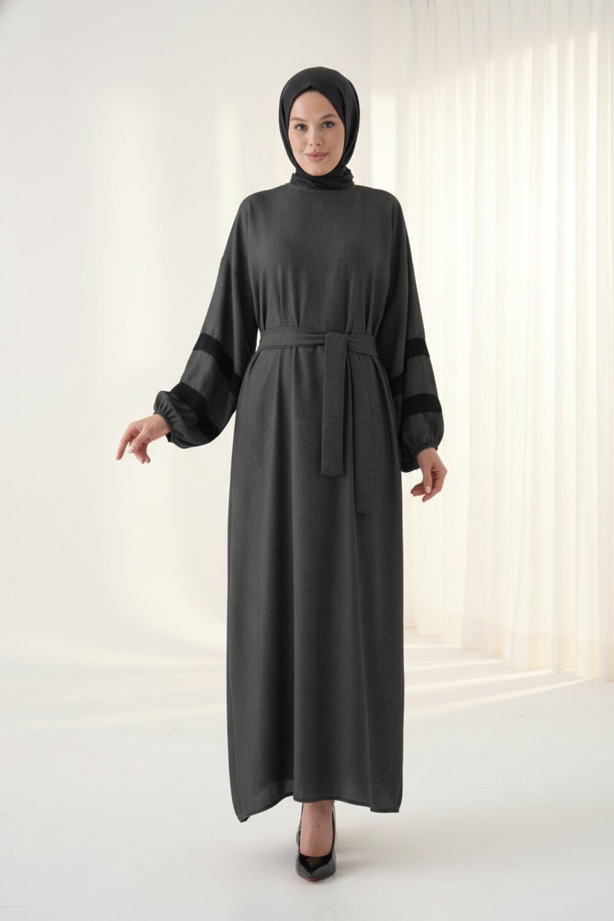 Modest Dress - Anthracite - Filizzade