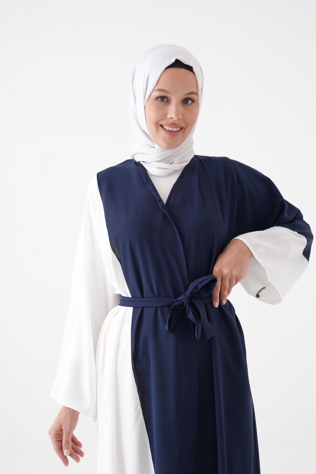 Lacivert Ekru Laci Abaya Ferace - Filizzade