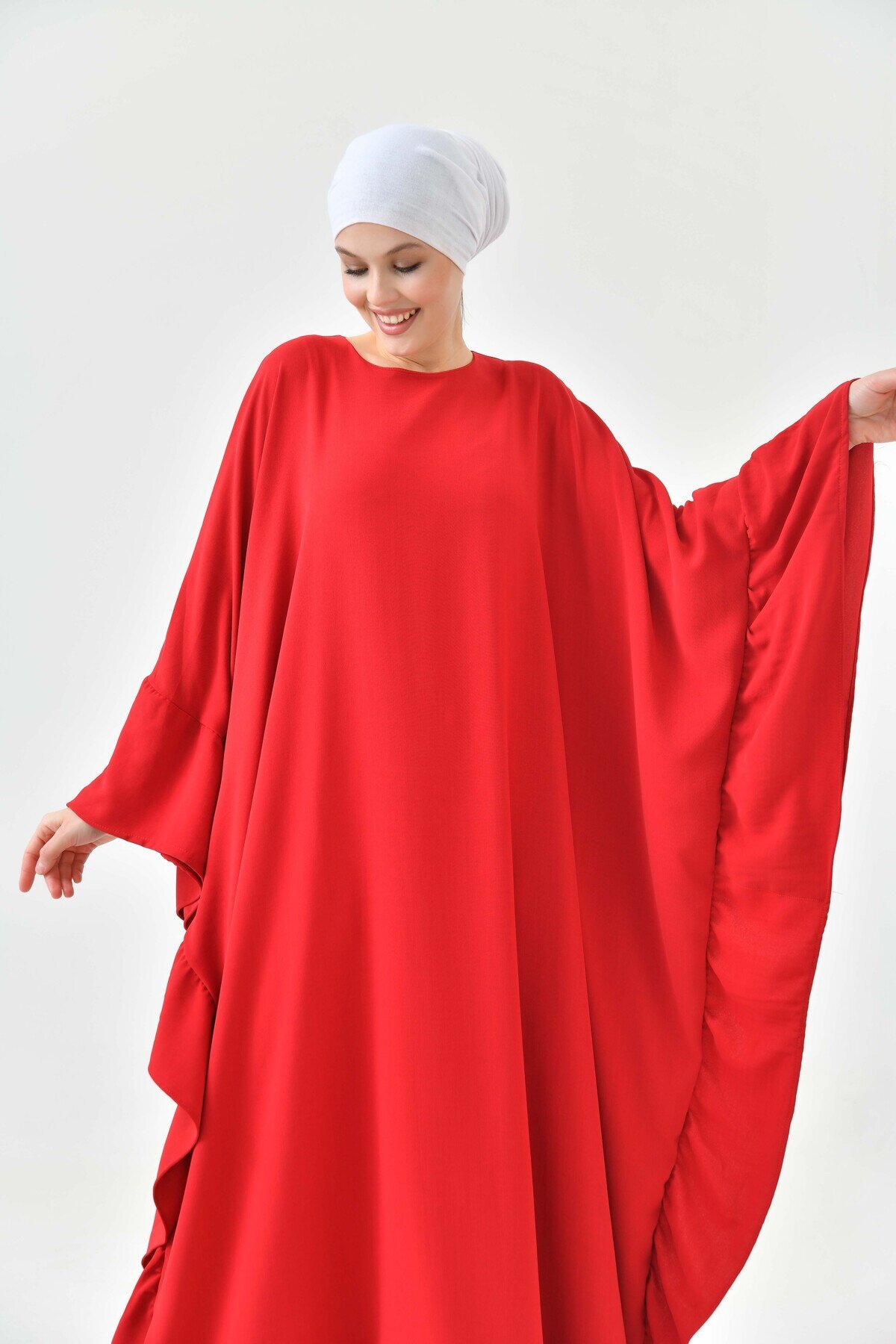 Plus Size Abaya Dress - Burgundy - Fzd Filizzade