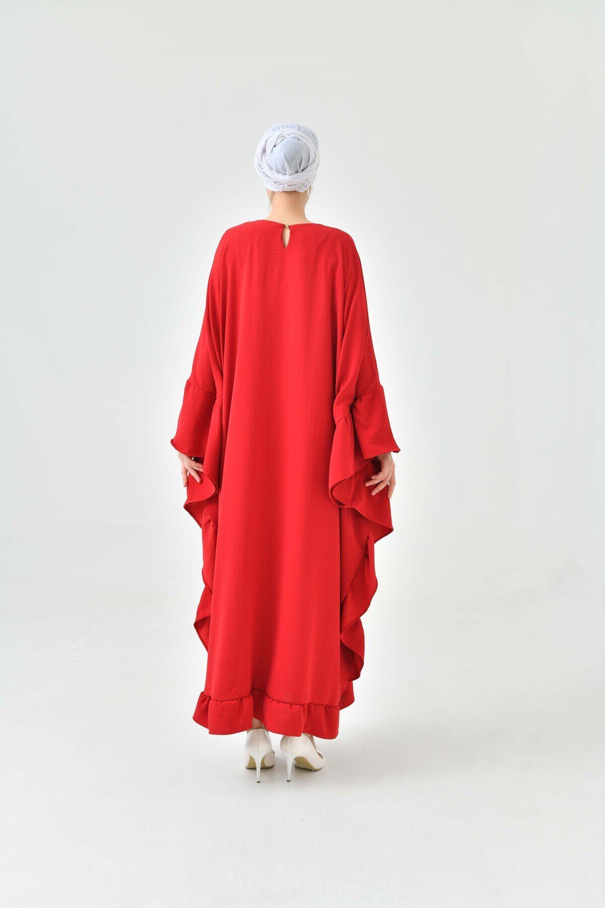 Plus Size Abaya Dress - Burgundy - Fzd Filizzade