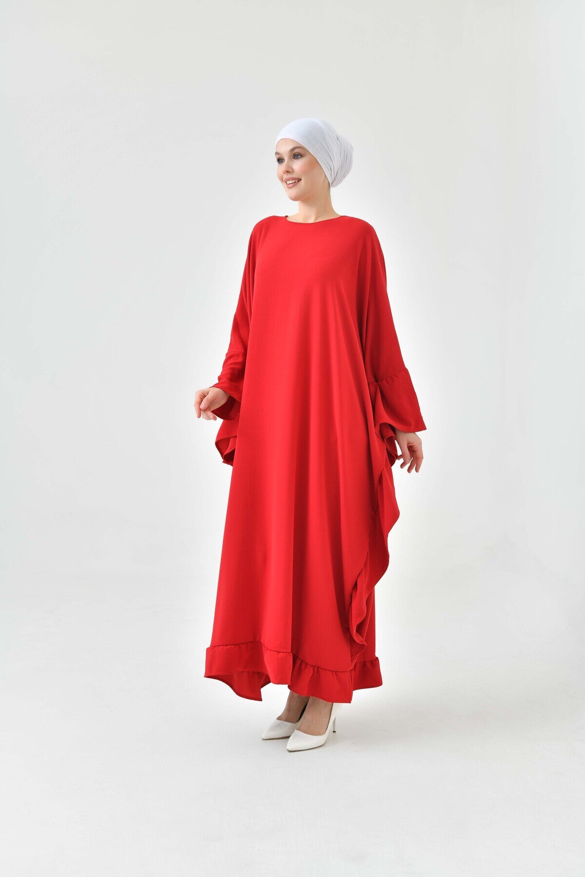 Plus Size Abaya Dress - Burgundy - Fzd Filizzade